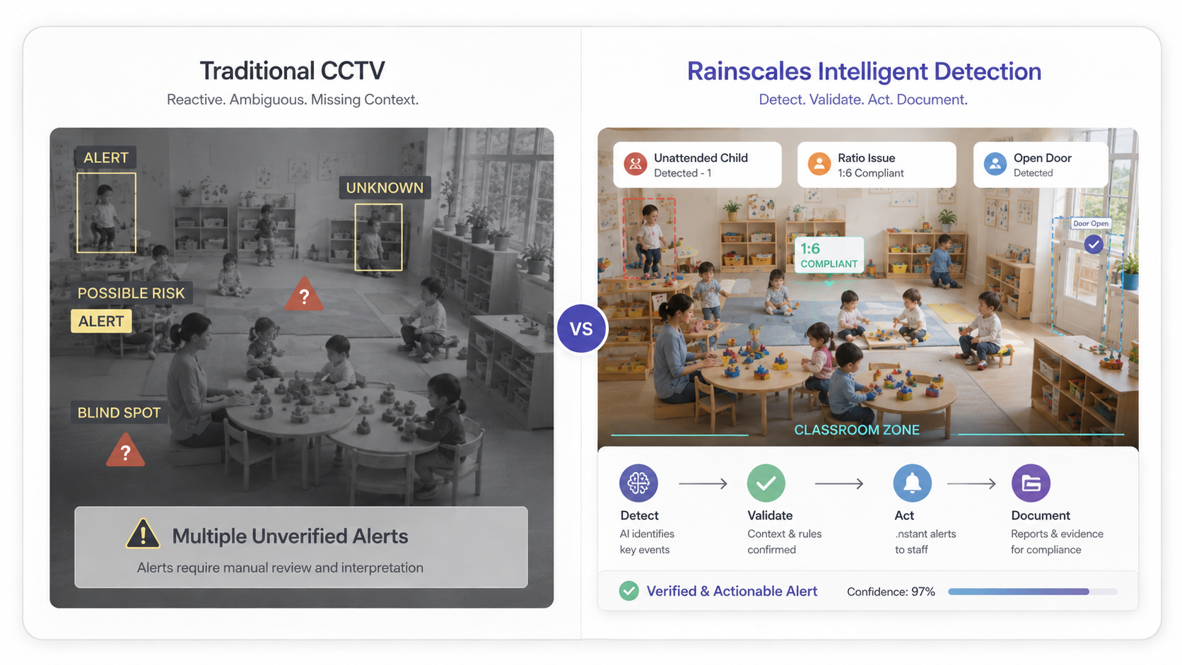 CCTV vs Rainscales AI Intelligent Detection